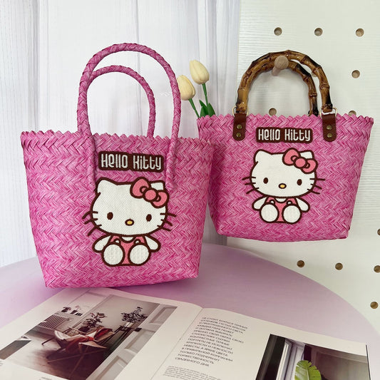Hello Kitty Pink Woven Tote Bag - Cuteness Overload