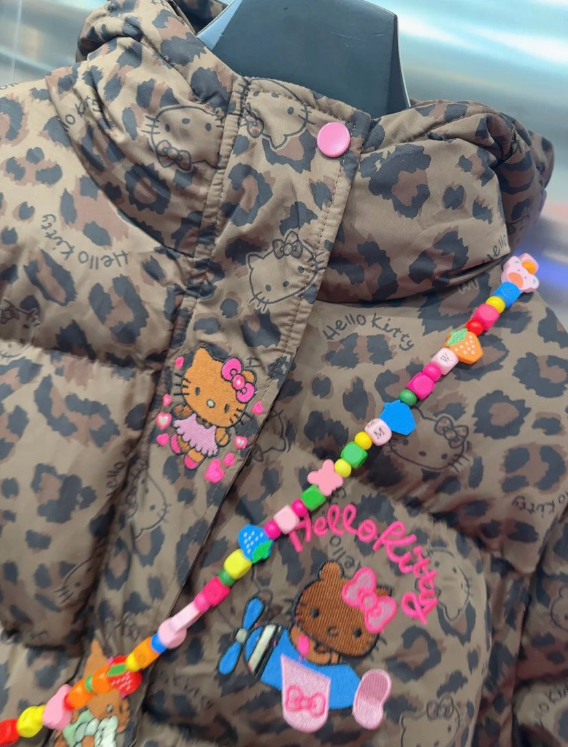 Hello Kitty Leopard Print Signature Plush Coat&Fluffy Bag
