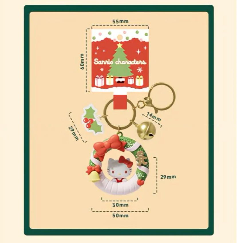 Sanrio Christmas Wreath Keychain