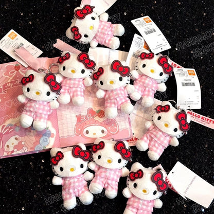 Hello Kitty Face Mask Pajamas Plush Keychain Bag Charms