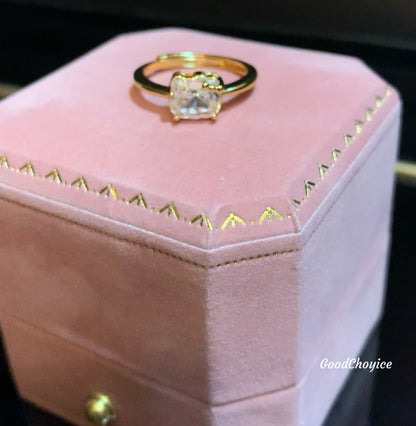 Hellokitty 925 Sterling Silver White Gold Plated Cubic Zirconia Promise Ring