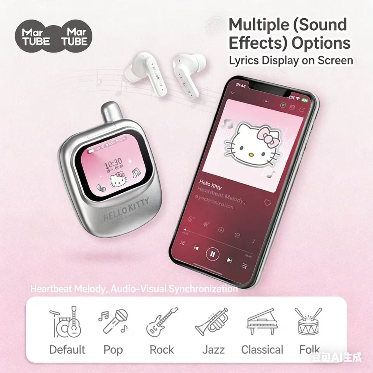 Hello Kitty Smart Screen Bluetooth Earphones Gift Set