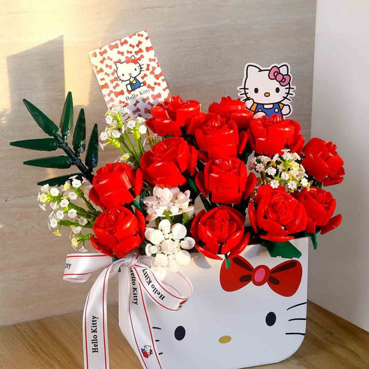 Hellokitty Flower Bouquet Building Blocks Set (20Pcs DIY Floral)
