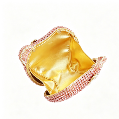 Hello Kitty Rhinestone Evening Bag, Handmade Full Crystal Crossbody Chain Purse