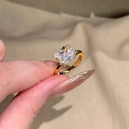 Hellokitty 925 Sterling Silver White Gold Plated Cubic Zirconia Promise Ring