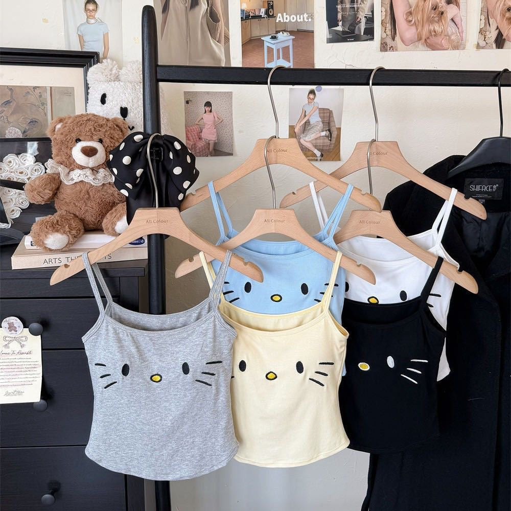  Hello Kitty Print Cami Top with Built-in Bra