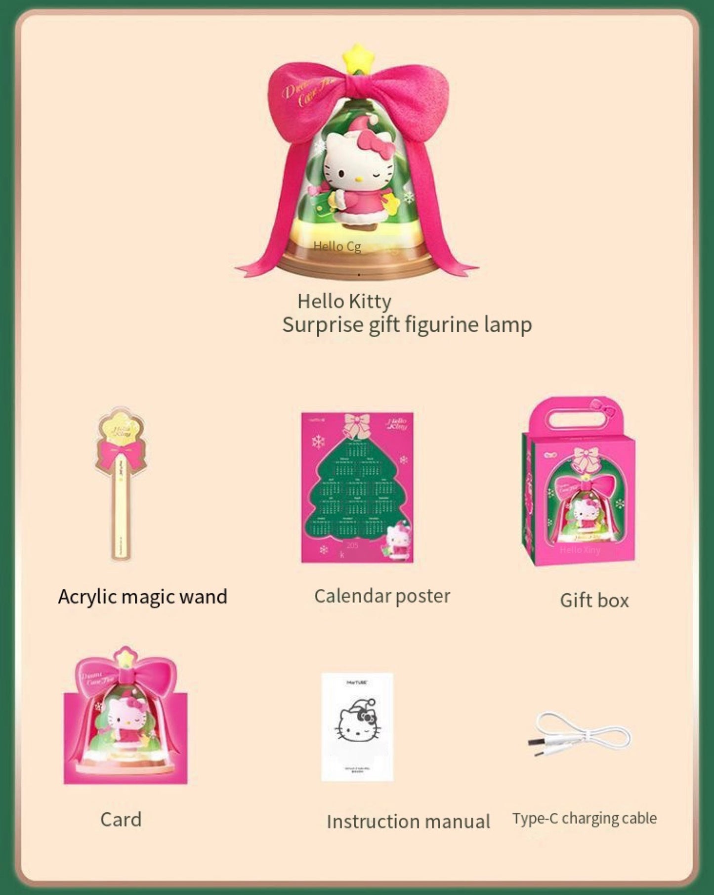 Hello Kitty Christmas Surprise gift figurine lamp