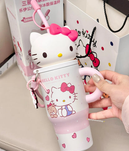 Hello Kitty 580ml Tumbler with Handle Stainless Steel Insulated Cup