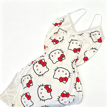 Hello Kitty Lace Trim Satin Slip Dress Nightwear