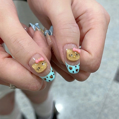Hawaii Kitty – Blaues Ozean-Aufklebe-Nagel-Set