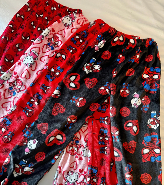 HelloKitty&Spiderman Fluffy Fleece Warm Pajamas Pants