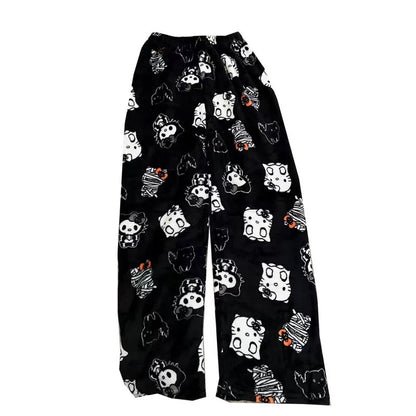 HelloKitty Halloween Fluffy Fleece Warm Pajamas Pants