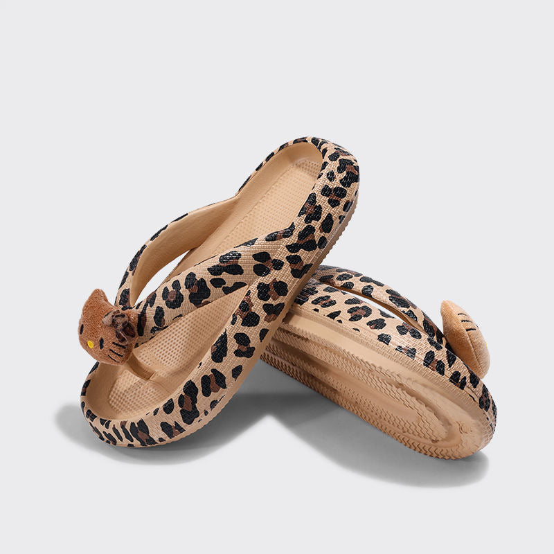 HelloKitty Leopard Chunky Thongs