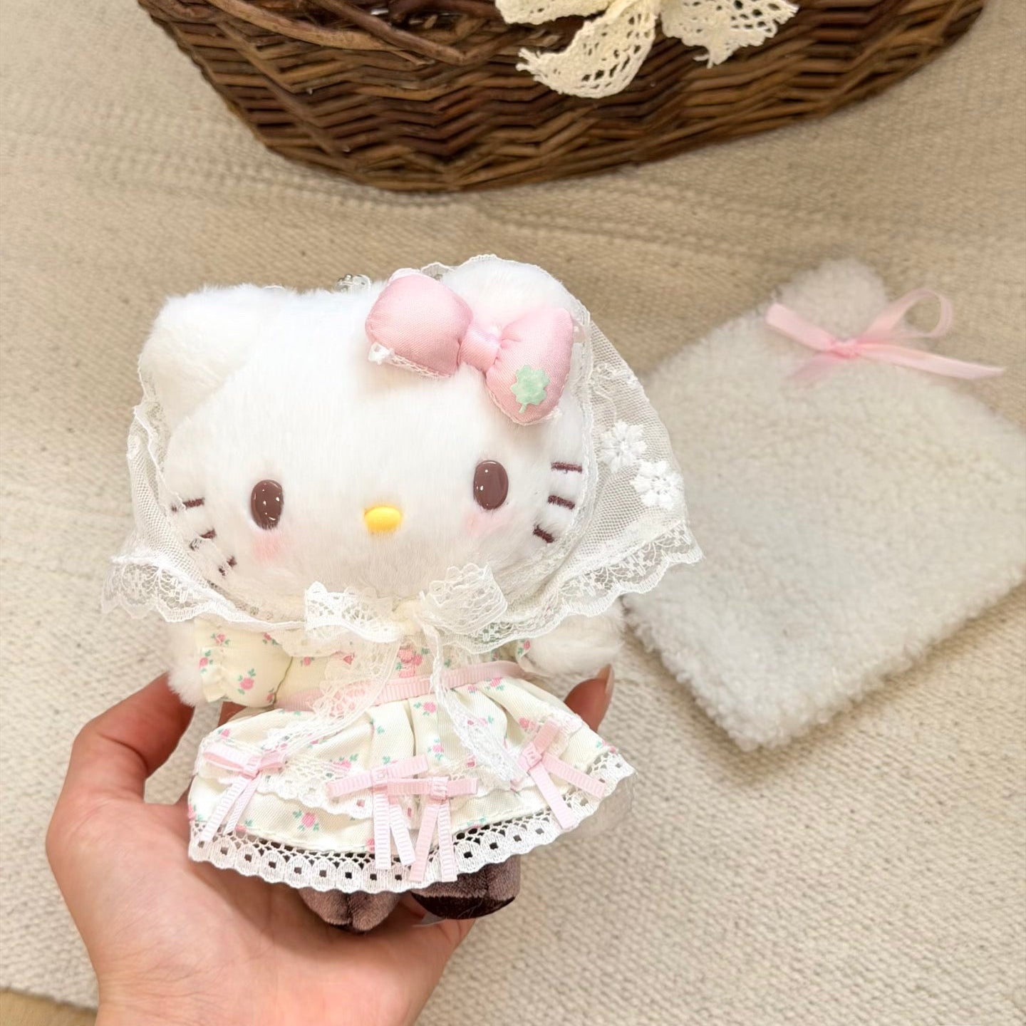 Sanrio Forest Lace Series Plush Charm | Hello Kitty & My Melody Lolita Keychain