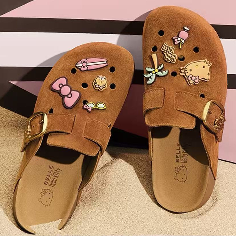 Hello‑Kitty Charms Clogs Slip‑On Flat Mules For Women