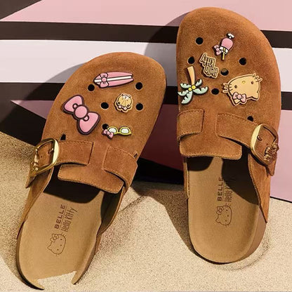Hello‑Kitty Charms Clogs Slip‑On Flat Mules For Women