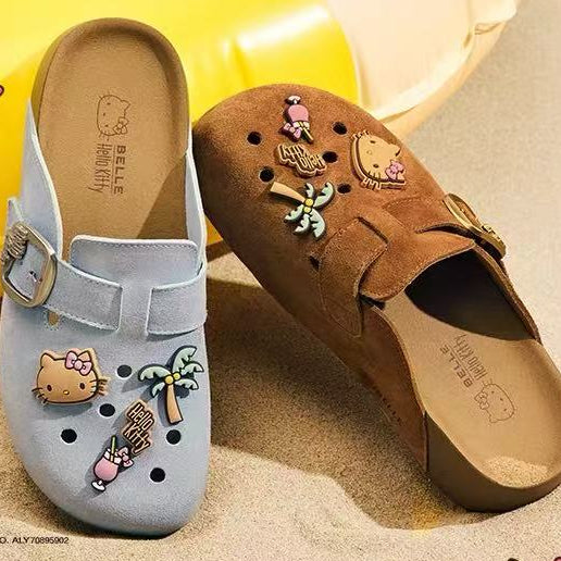 Hello‑Kitty Charms Clogs Slip‑On Flat Mules For Women