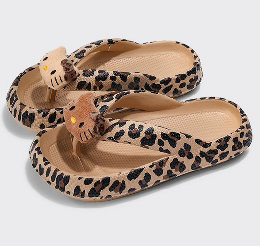 HelloKitty Leopard Chunky Thongs