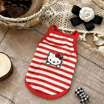 Hello Kitty Breathable Striped Pet Vest for Small Dogs & Cats