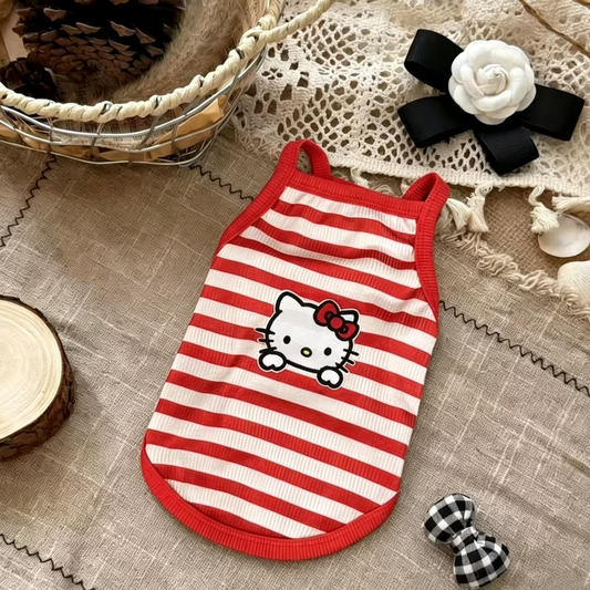 Hello Kitty Breathable Striped Pet Vest for Small Dogs & Cats
