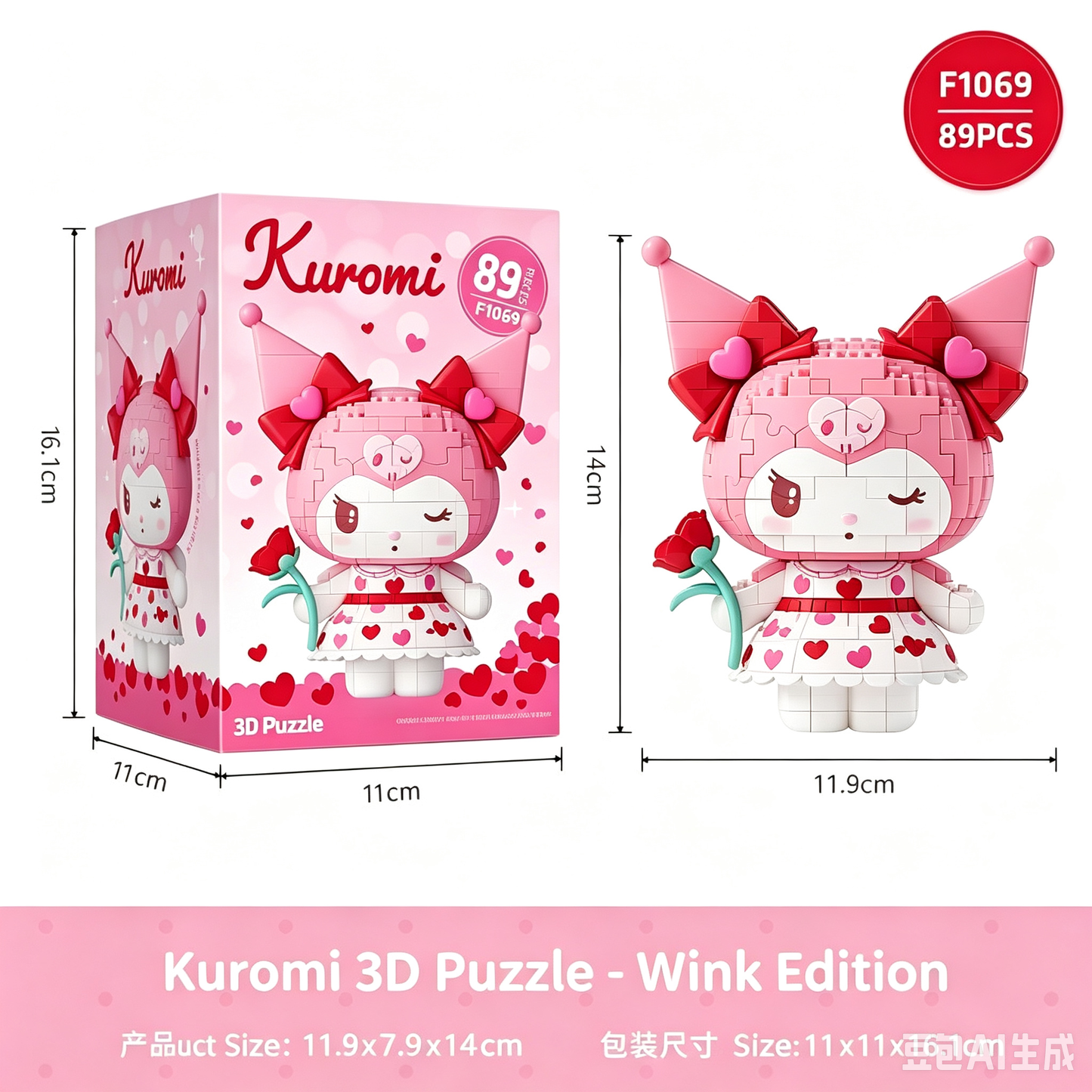 Kuromi 3D Crystal Puzzle Figure (89PCS)