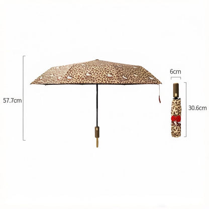 Leopard Hello Kitty Auto Open Close UV Protection Umbrella