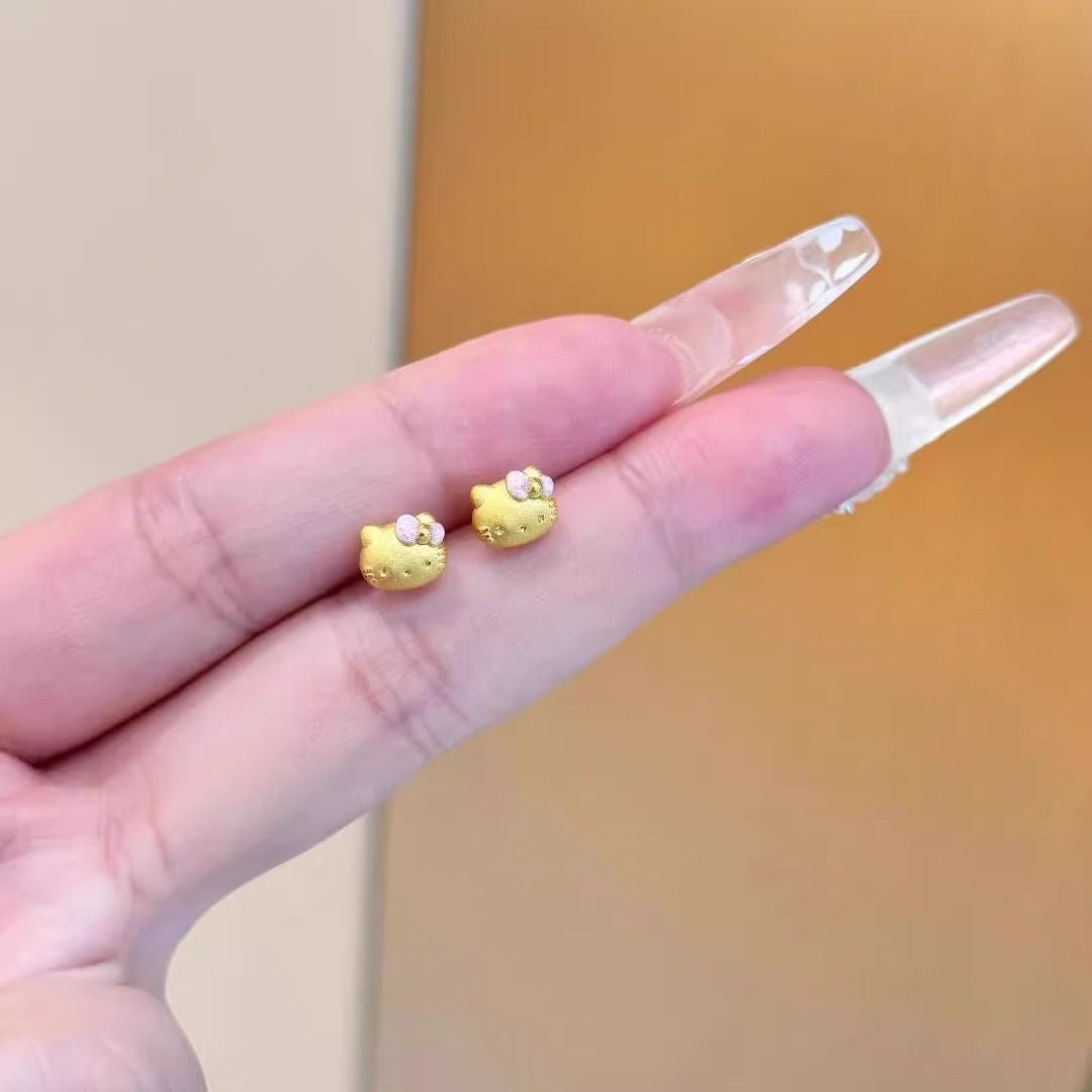 Cute Hello Kitty Stud Earrings Sweet Girl Minimalist Ear Jewelry