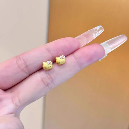 Cute Hello Kitty Stud Earrings Sweet Girl Minimalist Ear Jewelry
