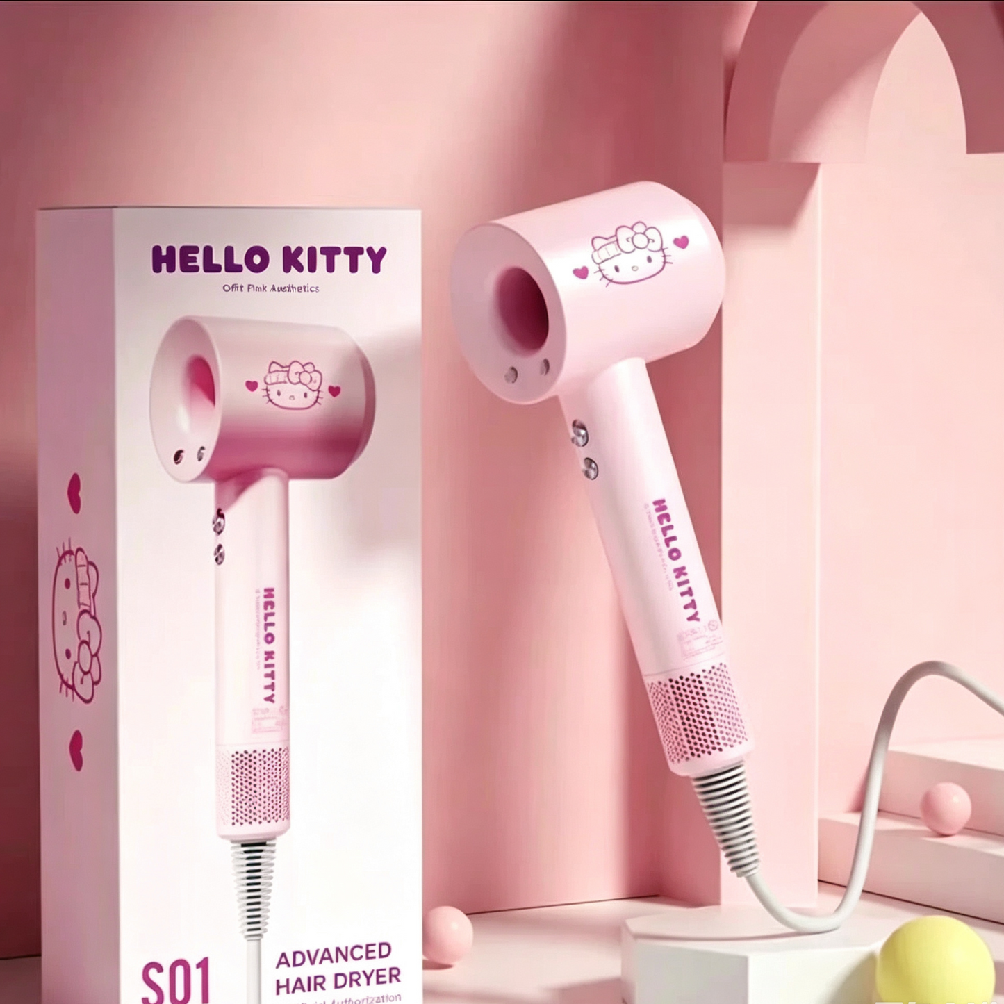 Licensed Hello Kitty S01 Ionic High Speed Hair Dryer Kawaii Pink Styling Dryer
