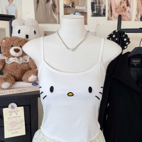  Hello Kitty Print Cami Top with Built-in Bra