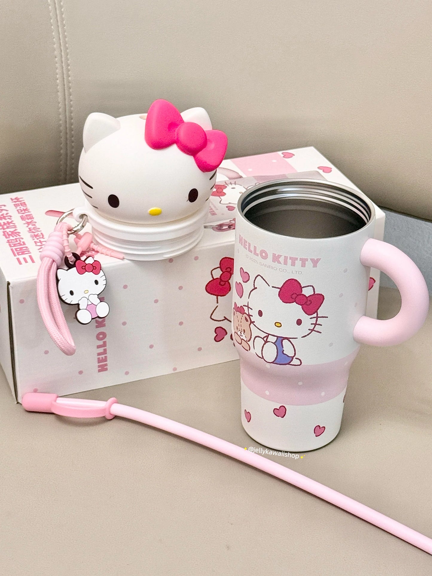Hello Kitty 580ml Tumbler with Handle Stainless Steel Insulated Cup