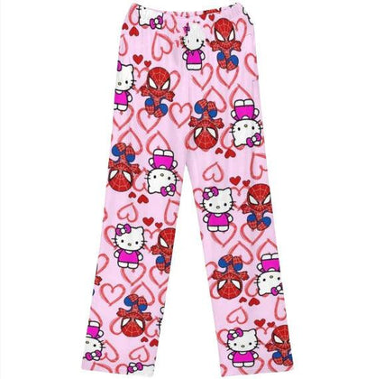 HelloKitty&Spiderman Fluffy Fleece Warm Pajamas Pants