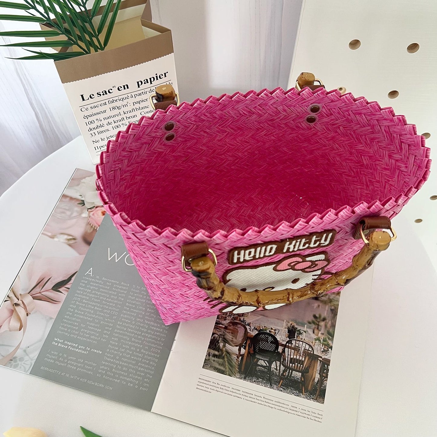 Hello Kitty Pink Woven Tote Bag - Cuteness Overload