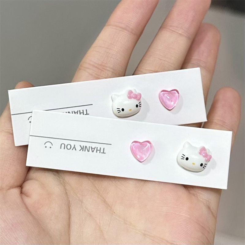 Hello Kitty Pink Heart Stud Earrings