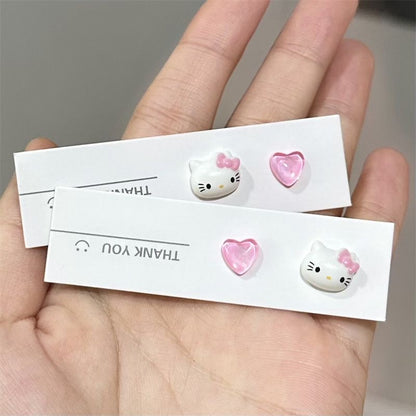 Hello Kitty Pink Heart Stud Earrings