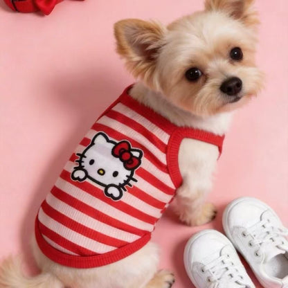Hello Kitty Breathable Striped Pet Vest for Small Dogs & Cats