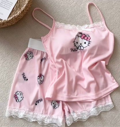 Hello Kitty Pink Lace Bralette & Shorts Set