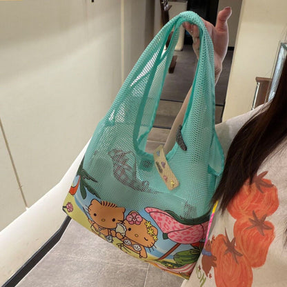 Hellokitty Mesh Beach Bag Summer Tote Bag