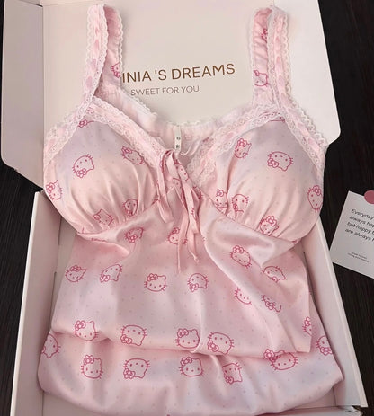 HelloKitty Pink Lace Silken Whisper Camisole Dress