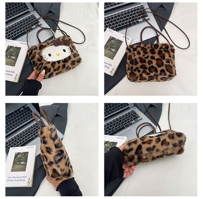 Hello Kitty 3-Way Leopard Print Plush Tote Bag