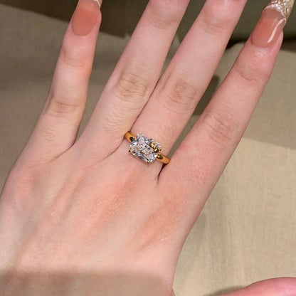 Hellokitty 925 Sterling Silver White Gold Plated Cubic Zirconia Promise Ring