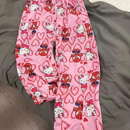 HelloKitty&Spiderman Fluffy Fleece Warm Pajamas Pants
