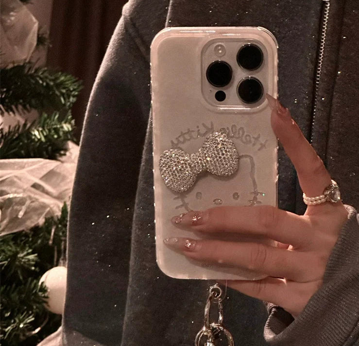 Hello Kitty Silver Rhinestone Bow Bow Phone Case
