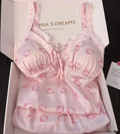 HelloKitty Pink Lace Silken Whisper Camisole Dress