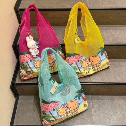 Hellokitty Mesh Beach Bag Summer Tote Bag
