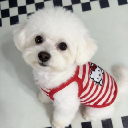 Hello Kitty Breathable Striped Pet Vest for Small Dogs & Cats