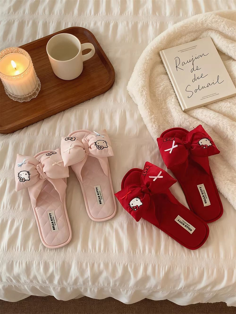 Hello Kitty Satin Bow Home Slippers