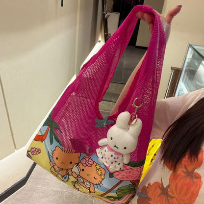 Hellokitty Mesh Beach Bag Summer Tote Bag