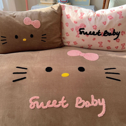 Hello Kitty Cozy Brown 4-Piece Bedding Set