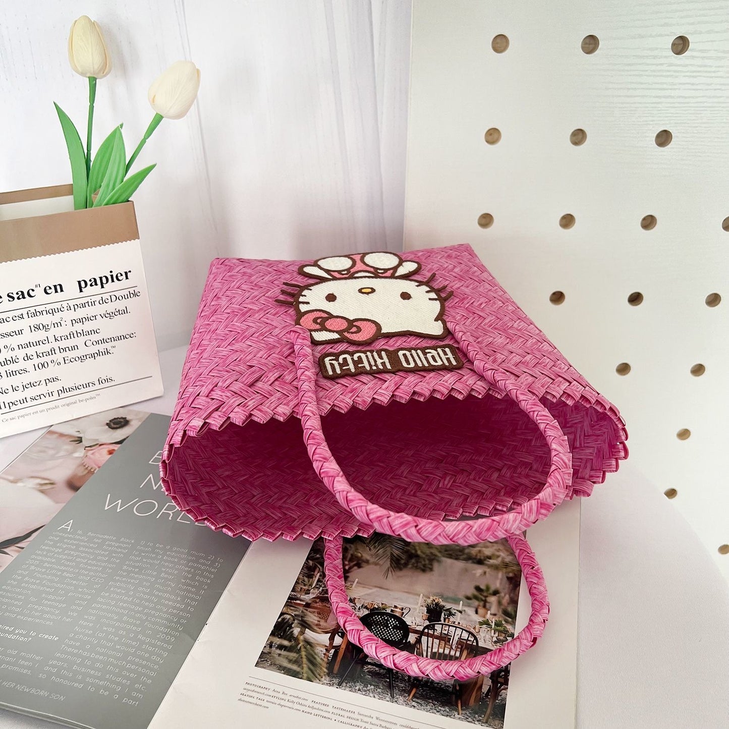 Hello Kitty Pink Woven Tote Bag - Cuteness Overload